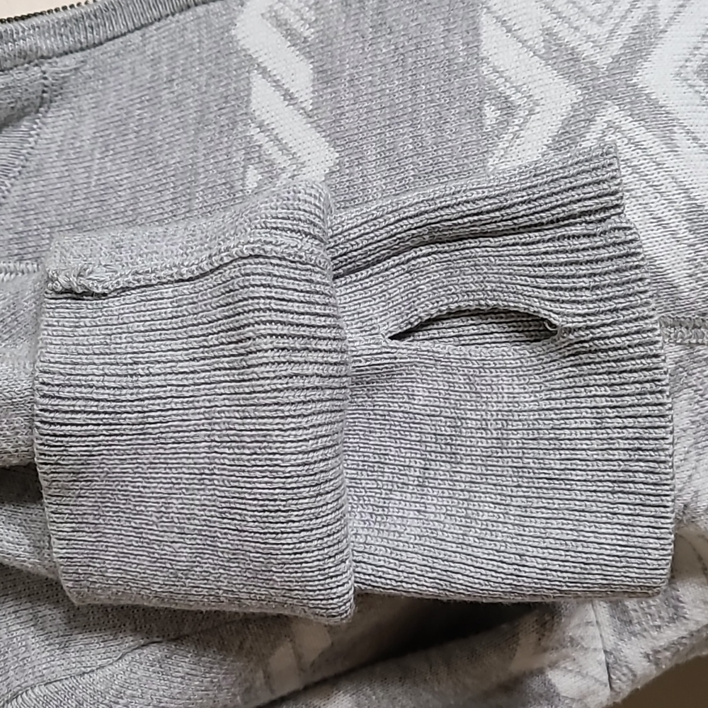 Aspen sweater 1/4 zip, kangaroo pouch, hidden thumb hole, grey white M - Picture 5 of 7